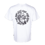 VOLNO BRAVE HEART. Biała koszulka oversize streetwear z mechanicznym sercem 6500 RPM