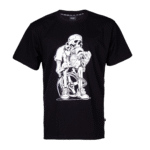 VOLNO HECTOR. Czarna koszulka oversize streetwear, szkielet z mechanicznym sercem w dłoniach